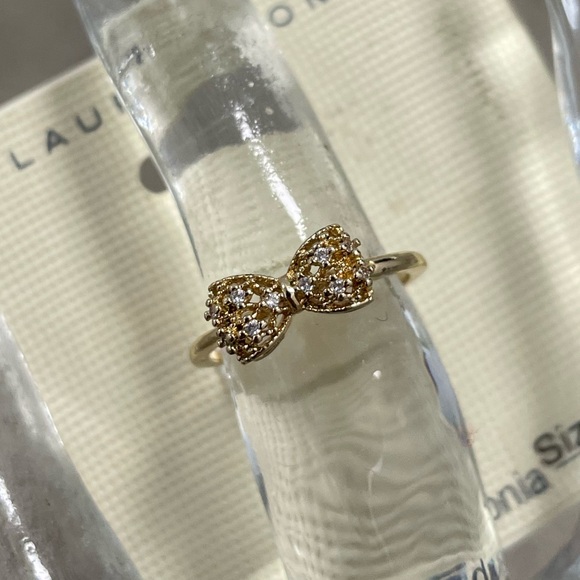 NWT Minimalist Goldtone Cubic Zirconia Lauren Conrad Bow Ring size 7 - Picture 7 of 11
